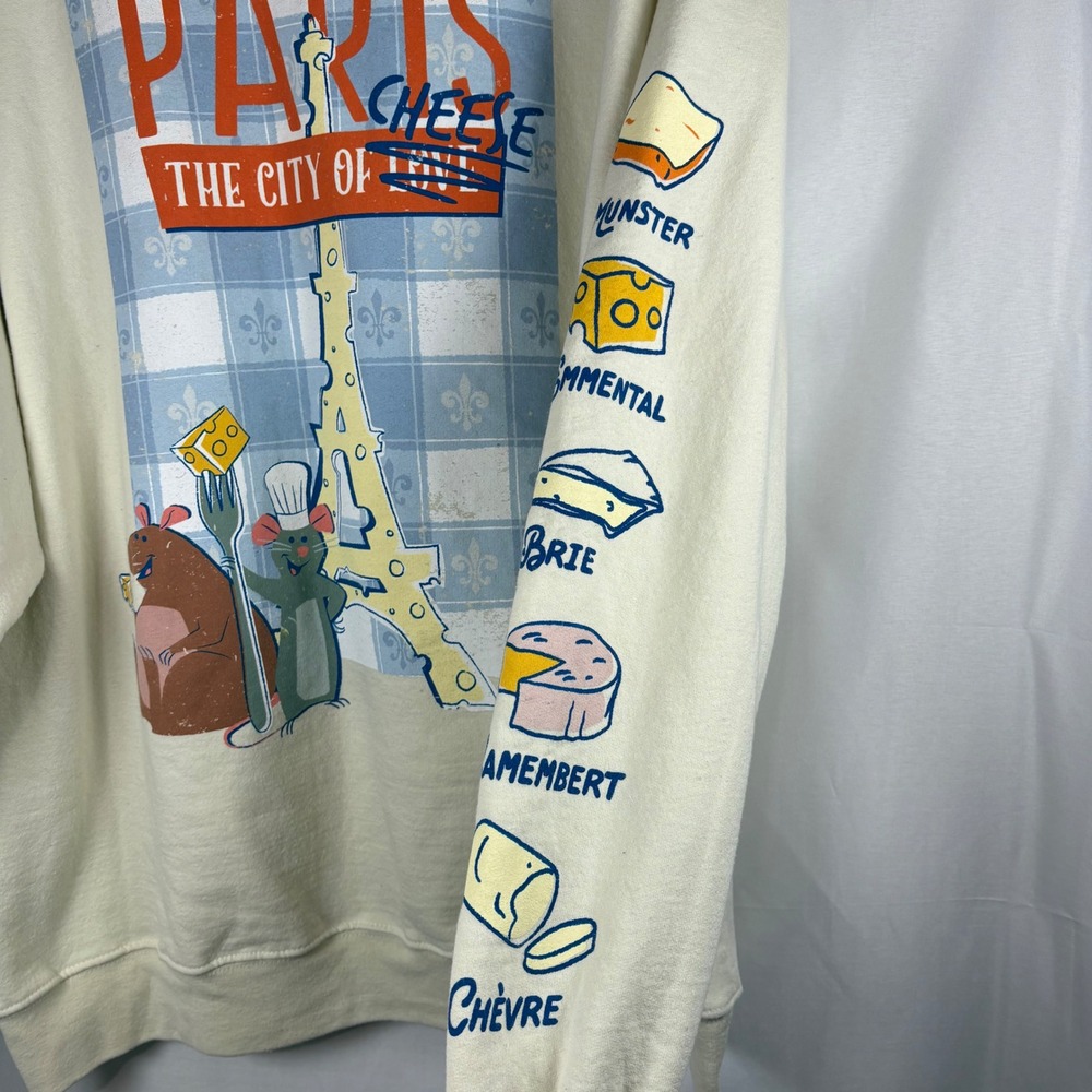 Disney Ratatouille Paris City of Cheese Sweatshirt XL Cream Remy Emile Graphic - Picture 5 of 9